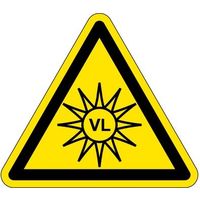 PL警告表示ラベル（ISO準拠）│放射から生じる危険:高エネルギーフラッシュ光│IE06│Mサイズ│シンボルマーク│72枚 IE06M-1（直送品）