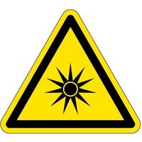 PL警告表示ラベル（ISO準拠）│放射から生じる危険:光線（紫外線、可視光線、赤外線）│IE07│Mサイズ│シンボルマーク│72枚（直送品）
