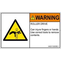 PL警告表示ラベル（ISO準拠）│機械的な危険:引き込み（ローラ）│IA0311202│警告│Sサイズ