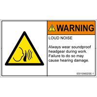 PL警告表示ラベル（ISO準拠）│騒音による危険:突然の騒音│ID0105602│警告│Sサイズ│英語（ヨコ）│16枚（直送品）