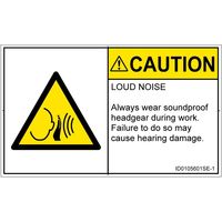 PL警告表示ラベル（ISO準拠）│騒音による危険:突然の騒音│ID0105601│注意│Sサイズ│英語（ヨコ）│16枚（直送品）