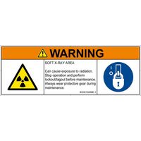 PL警告表示ラベル（ISO準拠）│放射から生じる危険:放射性物質/電離放射線│IE0301322│警告│Mサイズ│英語（マルチシンボルマーク）│6枚（直送品）