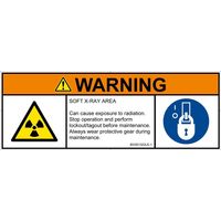 PL警告表示ラベル（ISO準拠）│放射から生じる危険:放射性物質/電離放射線│IE0301322│警告│Lサイズ│英語（マルチシンボルマーク）│4枚（直送品）