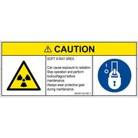 PL警告表示ラベル（ISO準拠）│放射から生じる危険:放射性物質/電離放射線│IE0301321│注意│Sサイズ│英語（マルチシンボルマーク）│8枚（直送品）