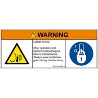 PL警告表示ラベル（ISO準拠）│騒音による危険:突然の騒音│ID0102022│警告│Sサイズ│英語（マルチシンボルマーク）│8枚（直送品）