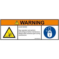 PL警告表示ラベル（ISO準拠）│騒音による危険:突然の騒音│ID0102022│警告│Lサイズ│英語（マルチシンボルマーク）│4枚（直送品）