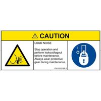PL警告表示ラベル（ISO準拠）│騒音による危険:突然の騒音│ID0102021│注意│Sサイズ│英語（マルチシンボルマーク）│8枚（直送品）