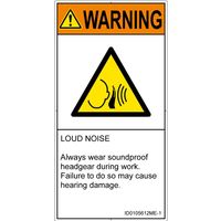 PL警告表示ラベル（ISO準拠）│騒音による危険:突然の騒音│ID0105612│警告│Mサイズ│英語（タテ）│10枚（直送品）