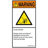 PL警告表示ラベル（ISO準拠）│騒音による危険:突然の騒音│ID0105612│警告│Lサイズ│英語（タテ）│6枚（直送品）