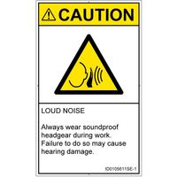 PL警告表示ラベル（ISO準拠）│騒音による危険:突然の騒音│ID0105611│注意│Sサイズ│英語（タテ）│16枚（直送品）