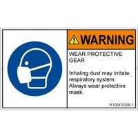 PL警告表示ラベル（ISO準拠）│指示事項:マスクを着用│IY1004702│警告│Sサイズ