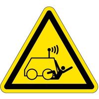 PL警告表示ラベル（ISO準拠）│作業環境の危険:無人搬送車両走行│IH05│シンボルマーク