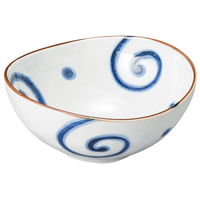 アースモス 中鉢 染付 5.0変形鉢