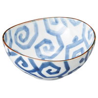 アースモス 中鉢 染付玉型楽書5.0変形鉢 (6個入) utw-05822356（直送品）