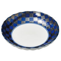 アースモス 中皿 藍銀彩市松4.0皿 (10個入) utw-22723756（直送品）