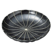 アースモス 中皿 黒マット十草