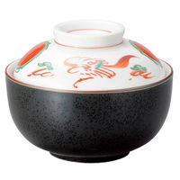アースモス 煮物碗 黒結晶赤絵花鳥煮物碗