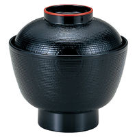 アースモス 汁椀 [A]積楽椀千筋ケヤキ 黒天朱 (6個入) utw-71421966（直送品）