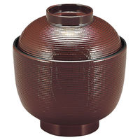 アースモス 汁椀 [A]千筋ケヤキ小吸椀 溜 (6個入) utw-71427966（直送品）