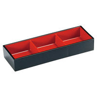 アースモス 松花堂 [A]布目三点珍味箱 黒内朱 (4個入) utw-72244966（直送品）