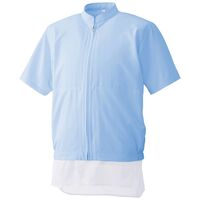 ミドリ安全 白衣 食品産業向け作業服 半袖ブルゾン MHS319B上 ブルー 4Lサイズ 3121197708 1点（直送品）