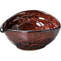 陶里 小付 アメ釉たわみ型片口小付 (6個入) tri-300115537（直送品）