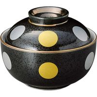 陶里 煮物碗 黒結晶金銀彩丸紋小煮物碗 (1個入) tri-300119503（直送品）