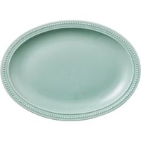 陶里 楕円皿 グリーンリムドット27オーバル (2個入) tri-300803004（直送品）