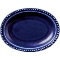 陶里 楕円皿 ネイビーリムドット12オーバル (6個入) tri-300803009（直送品）