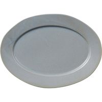 陶里 楕円皿 ワイドリムグレー23cmプラター (3個入) tri-300803107（直送品）