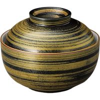 陶里 煮物碗 黒結晶金彩刷毛小煮物碗 (2個入) tri-301119515（直送品）