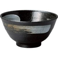 陶里 多用丼 黒結晶白刷毛6.0多用丼 (4個入) tri-303348714（直送品）