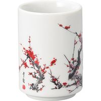 陶里 寿司湯呑 24白寿司湯呑 古木梅 (6個入) tri-303844430（直送品）
