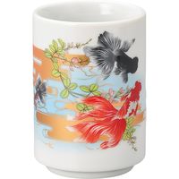 陶里 寿司湯呑 24白寿司湯呑 金魚 (6個入) tri-303844436（直送品）