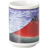 陶里 寿司湯呑 24白寿司湯呑 凱風快晴（赤富士） (6個入) tri-303844434（直送品）