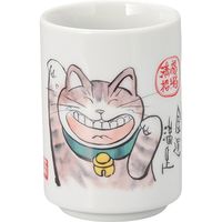 陶里 寿司湯呑 24白寿司湯呑 満福招き猫 金運満足 (6個入) tri-303844526（直送品）