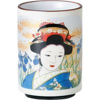 陶里 日本土産 24寿司湯呑黄地 金彩美人 ブルーバック アヤメ (6個入) tri-303886041（直送品）