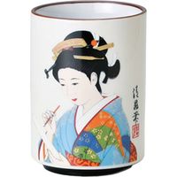 陶里 日本土産 24寿司湯呑黄地 新美人筆 (6個入) tri-303886045（直送品）