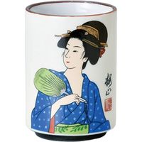 陶里 日本土産 24寿司湯呑黄地 大和美人うちわ (6個入) tri-303886051（直送品）