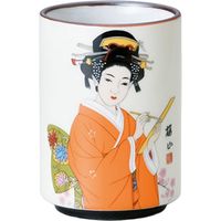陶里 日本土産 24寿司湯呑黄地 芸者 文 (6個入) tri-303886070（直送品）