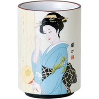 陶里 日本土産 24寿司湯呑黄地 芸者 団扇 (6個入) tri-303886072（直送品）