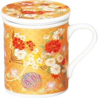 陶里 日本土産 蓋付マグ（茶漉付）金彩ゴールドバック 手鞠牡丹 (3個入) tri-303886115（直送品）