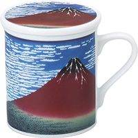 陶里 日本土産 蓋付マグ（茶漉付）赤富士 (3個入) tri-303886117（直送品）