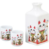 陶里 日本土産 1：2四角酒器セット千両万両猫 (3個入) tri-303886507（直送品）