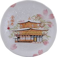 陶里 日本土産 キラキラ桜プレート（1個箱プラスチックスタンド付）金閣寺 冬景色 (5個入) tri-303886605（直送品）