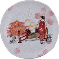 陶里 日本土産 キラキラ桜プレート（1個箱プラスチックスタンド付）舞妓 金閣寺 (5個入) tri-303886603（直送品）