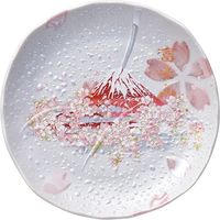 陶里 日本土産 キラキラ桜プレート（1個箱プラスチックスタンド付）富士山桜 ＲＥＤ (5個入) tri-303886609（直送品）