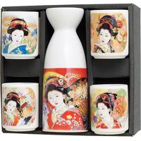 陶里 日本土産 1：4 一合酒器セット 金彩美人レッド扇 (2個入) tri-303886721（直送品）