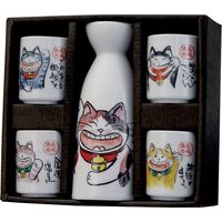 陶里 日本土産 1：4 一合酒器セット 満福招き猫 (2個入) tri-303886741（直送品）