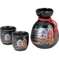 陶里 日本土産 1：2伊賀半掛酒器セット（化粧箱入）富士山五重塔舞妓 (3個入) tri-303886801（直送品）